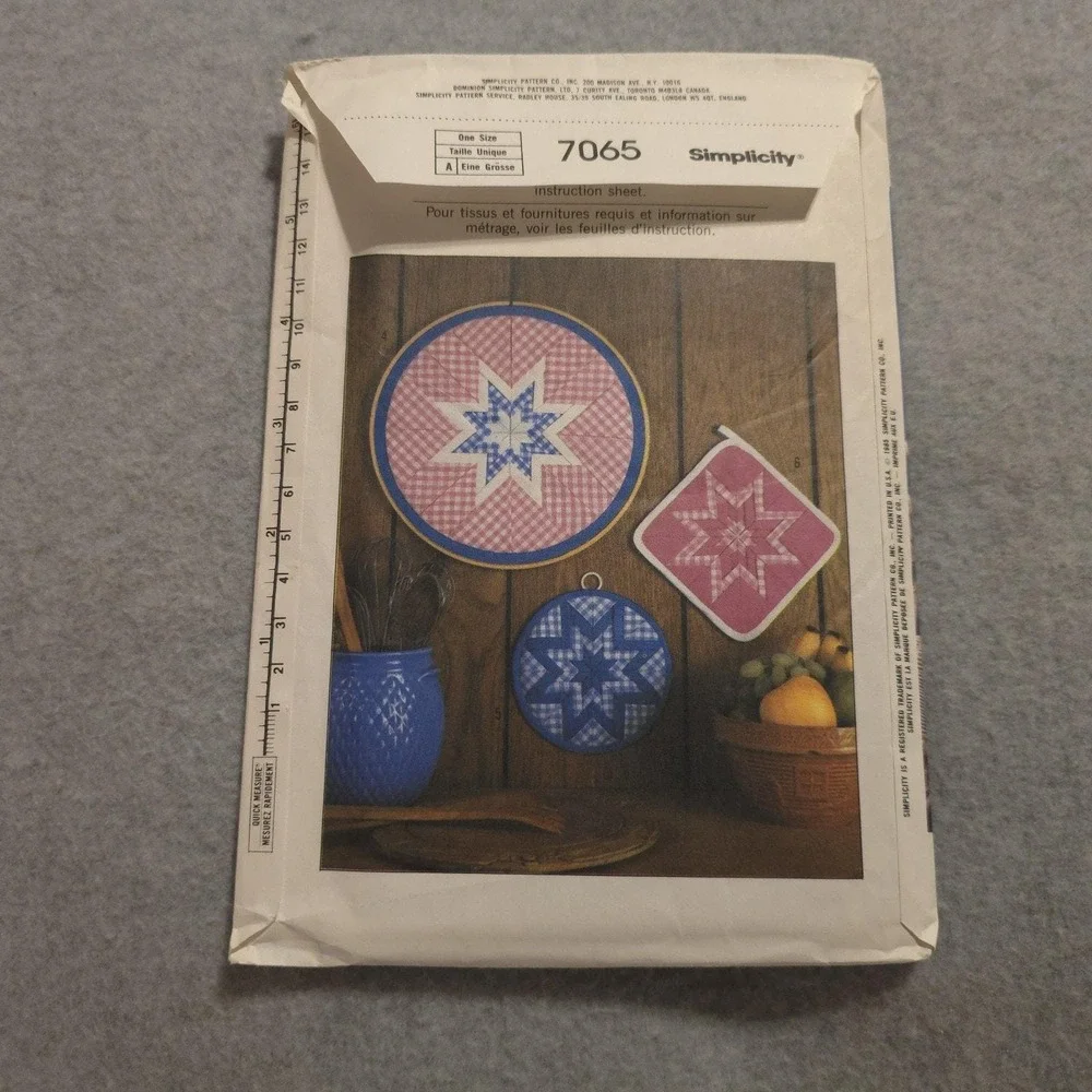 FOLDED STAR Block Pillow, Pot Holder Simplicity 7065 UNCUT Sewing Pattern‎ 1985